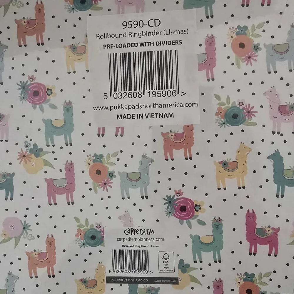 Llamas Ring Binder with dividers New